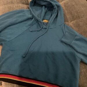 Aviator Nation Prism Cropped Blue Hoodie Size Large